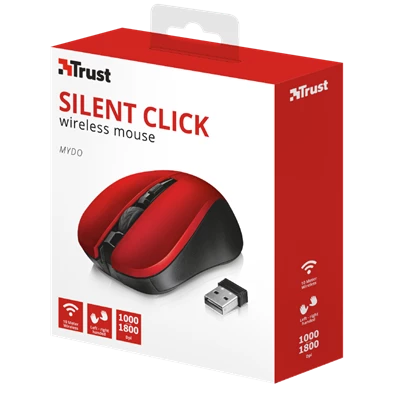 Trust Mydo Silent Click vezeték nélküli piros egér