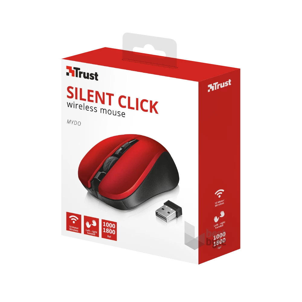 Trust Mydo Silent Click vezeték nélküli piros egér
