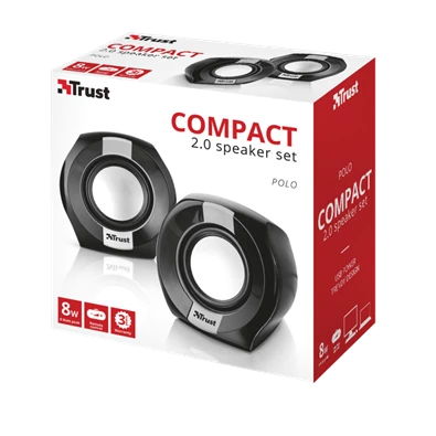 Trust Polo Compact 2.0 jack 8W USB fekete-ezüst hangszóró
