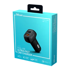 Trust Qmax Ultra-Fast Dual USB QC3 autós töltő okostelefonokhoz és tabletekhez 2 USB port 30W fekete