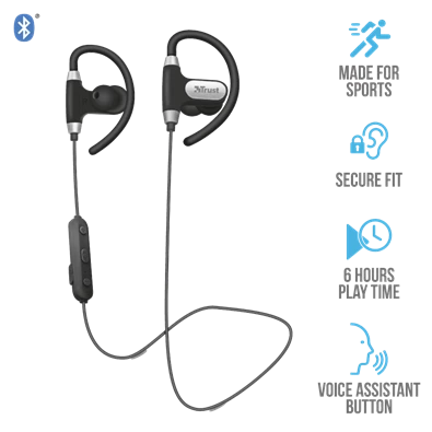Trust Usan Bluetooth fekete sport fülhallgató