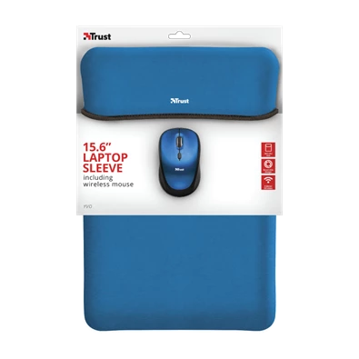 Trust Yvo kék 15,6" notebook tok + wireless egér