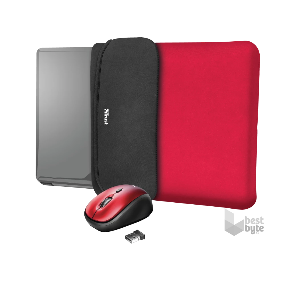 Trust Yvo piros 15,6" notebook tok + wireless egér