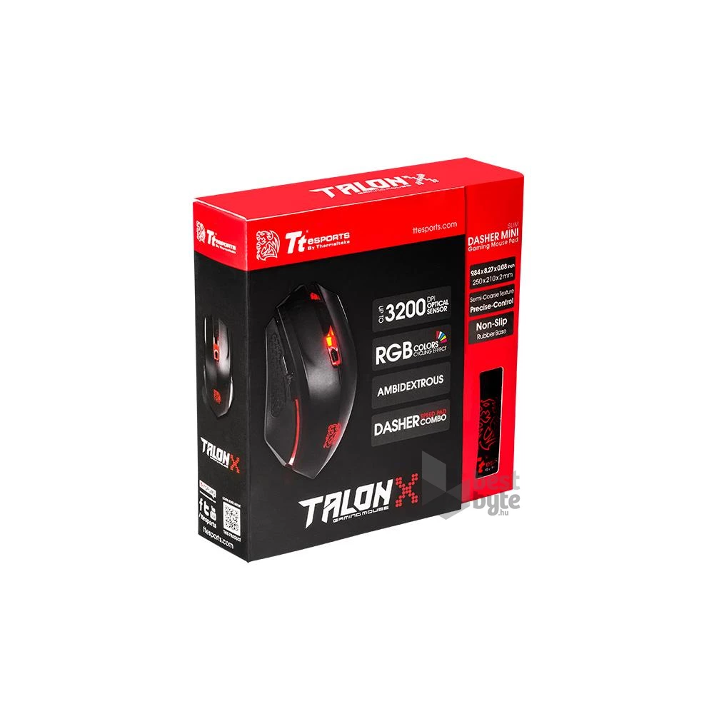 Ttesports Talon X USB fekete gamer egér + egérpad
