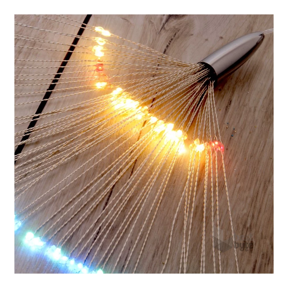 Tűzijáték stílusú fix fényű IPX3 szabványos/több színű/120db LED-es/napelemes fényfüzér, fénydekoráció