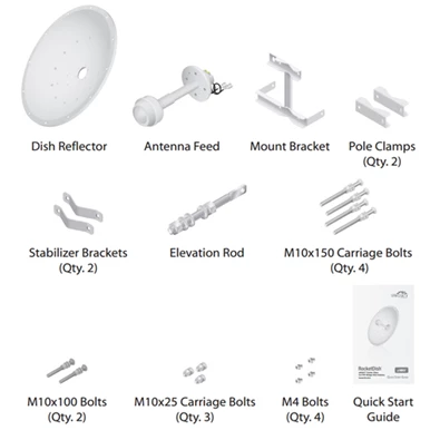 Ubiquiti RD-2G24 2,4GHz RocketDish 24dBi 2x2 MIMO Duplex parabola antenna
