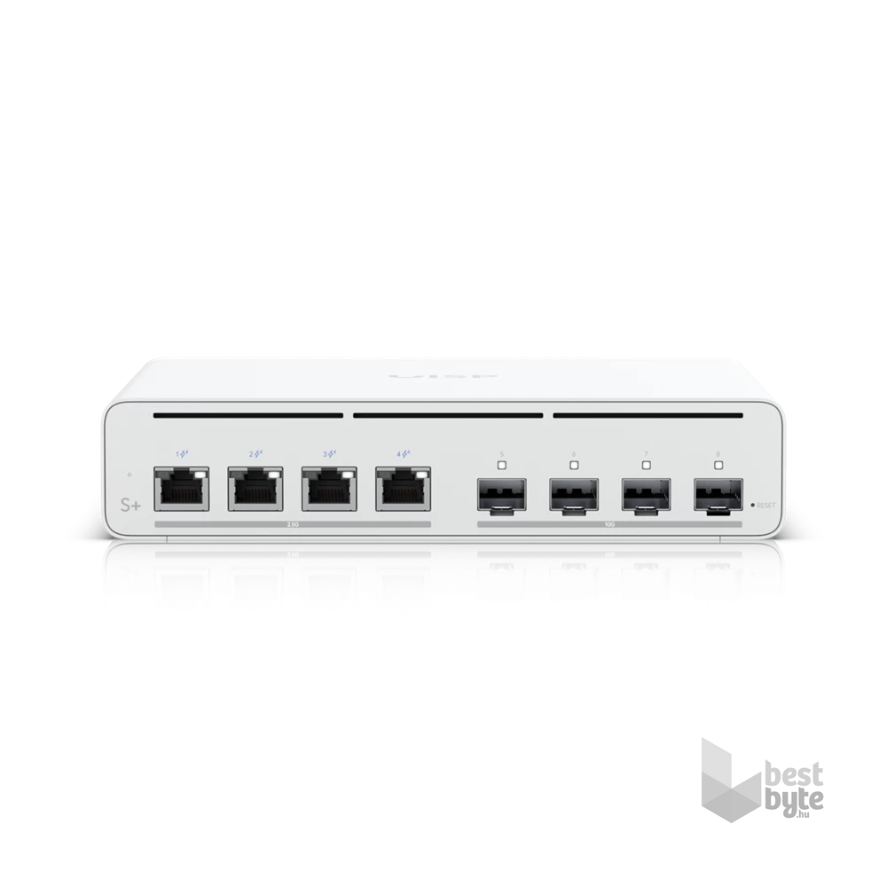 Ubiquiti UISP-S-Plus 4x2.5GbE Multi-Gigabit PoE LAN port (160W) 4xSFP+ port L2 menedzselhető switch