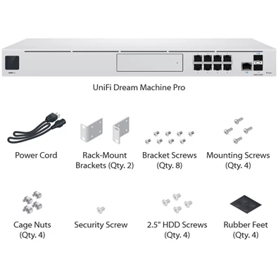 Ubiquiti UniFi Dream Machine PRO 8xGbE LAN 1xSFP 1xSFP+ 19" 1U komplett (Switch, Tűzfal, Controller, VPN)hálózati eszköz