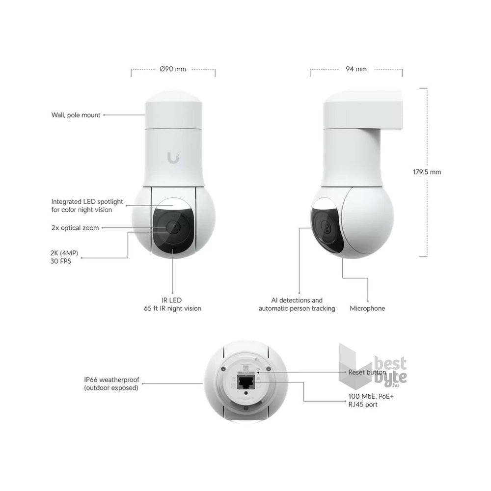 Ubiquiti UniFi UVC-G5-PTZ 4MP 2K kültéri PTZ dómkamera