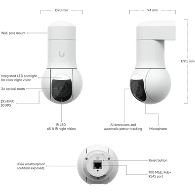 Ubiquiti UniFi Ubiquiti UVC-G5-PTZ 4MP 2K kültéri PTZ dómkamera