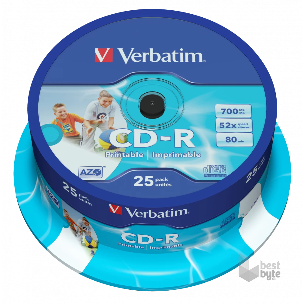 VERBATIM 43439 CD-R 700MB/52x/nyomtatható felület/egyszer írható CD 25db/csomag