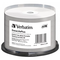 VERBATIM 43734 DVD-R 4,7GB/16x/vízálló nyomtatható felület/egyszer írható DVD 50db/csomag