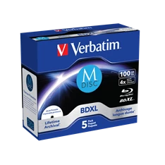 VERBATIM 43834 M-DISC BD-R 100GB/lifetime archival/4x/nyomtatható felület/egyszer írható Blu-Ray 5db/csomag