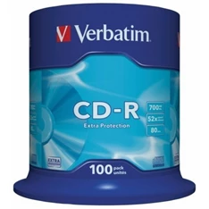 VERBATIM 43411 CD-R 700MB/52x/extra protection írható felület/egyszer írható CD 100db/csomag VERBATIM 43411 CD-R 700MB/52x/extra protection írható felület/egyszer írható CD 100db/csomag