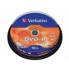 VERBATIM 43523 DVD-R 4,7GB/16x/matt ezüst írható felület/egyszer írható DVD 10db/csomag
