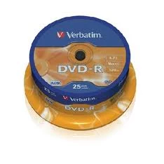 VERBATIM 43522 DVD-R 4,7GB/16x/matt ezüst írható felület/egyszer írható DVD 25db/csomag