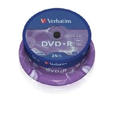 VERBATIM 43500 DVD+R 4,7GB/16x/matt ezüst írható felület/egyszer írható DVD 25db/csomag