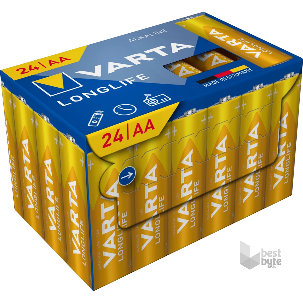 VARTA 4106301134 Longlife AA (LR06) ceruzaelem 24db/csomag (műanyagmentes csomagolás)