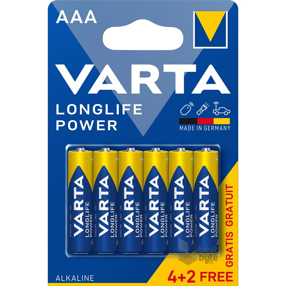 VARTA 4903121436 Helps Longlife Power AAA (LR03) mikroceruza elem 4+2db/bliszter