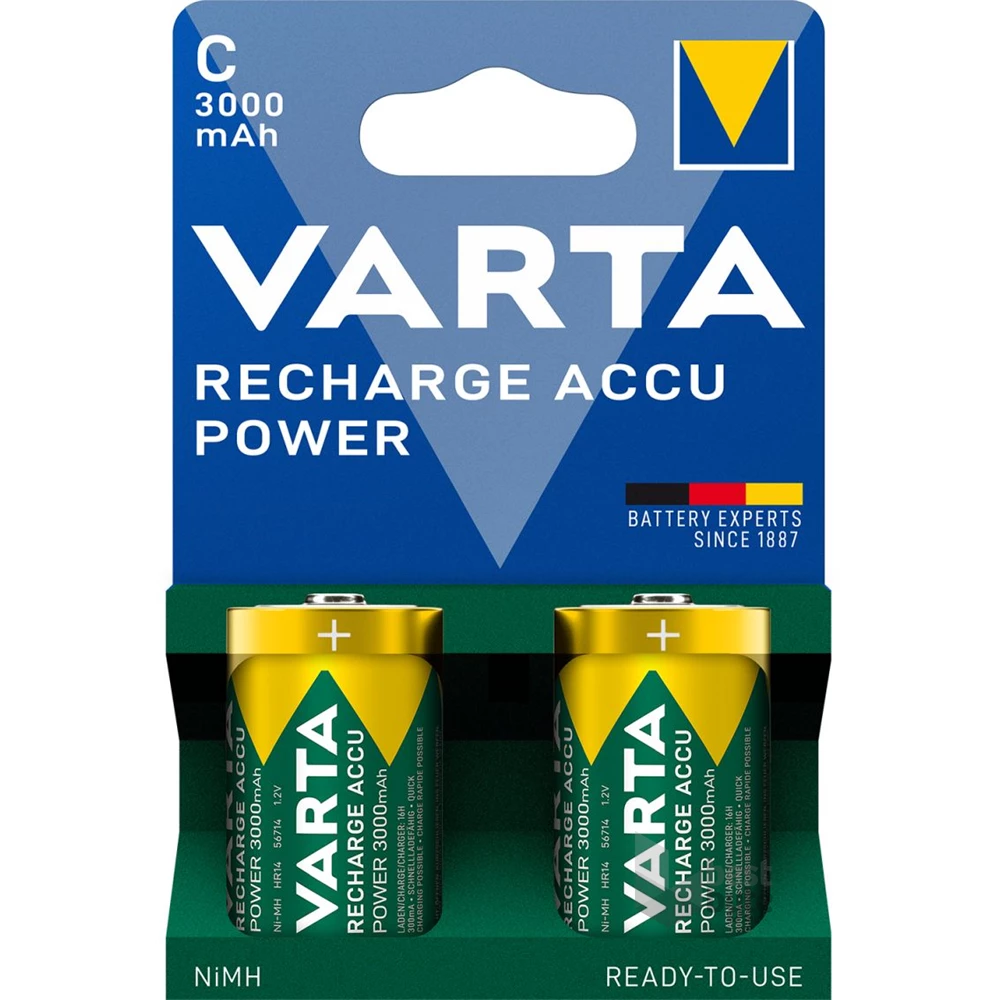 Varta 56714101412 Power bébi C 3000mAh akkumulátor 2db/csomag (műanyagmentes csomagolás)