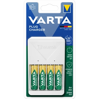 Varta 57657101451 Plug töltő + 4db AA 2100 mAh akkumulátor