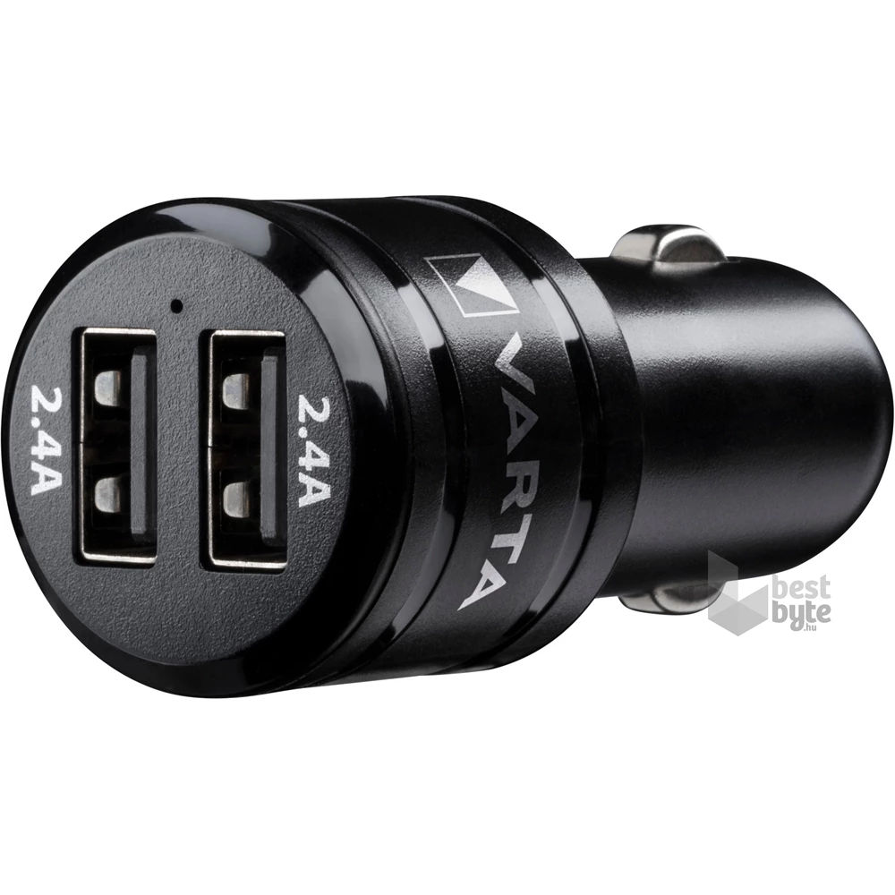 Varta 57931101401 4,8A univerzális 2xUSB fekete autós töltő Micro USB kábellel