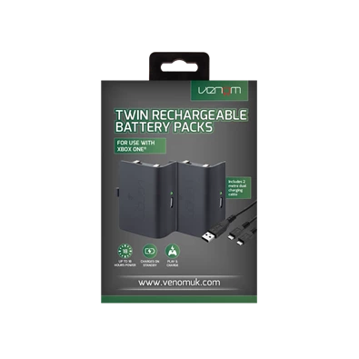 Venom VS2850 Xbox One fekete akkucsomag (2 db) + 2 méter töltőkábel