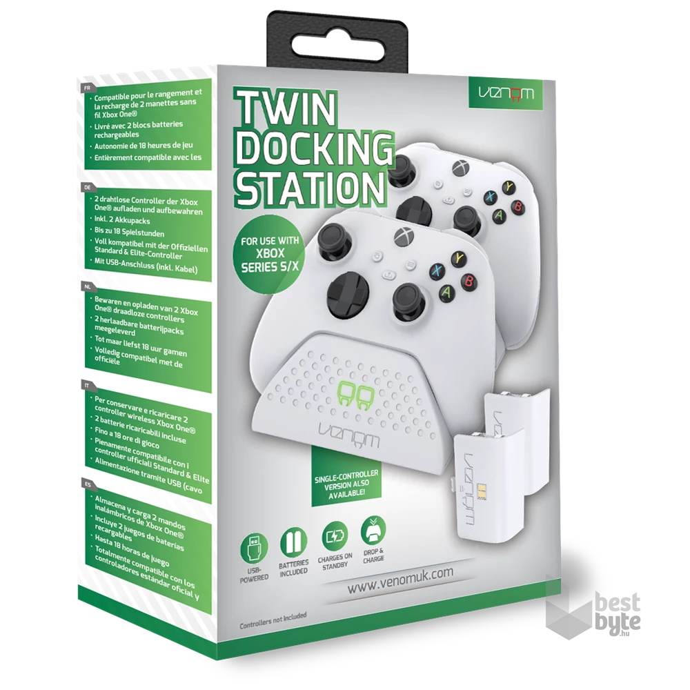 Venom VS2871 Xbox Series X|S/Xbox One fehér dupla töltőállomás + 2db akkumulátor