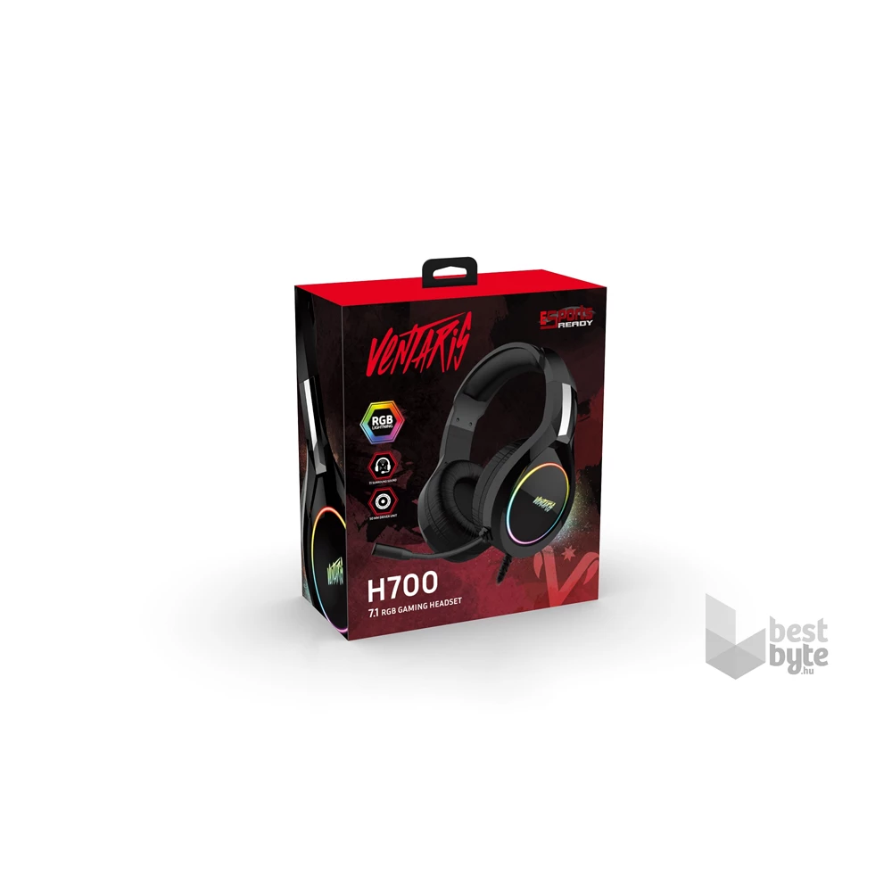 Ventaris H700 RGB 7.1 fekete gamer headset