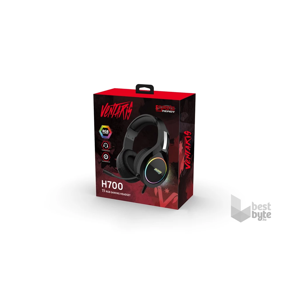 Ventaris H700 RGB 7.1 fekete gamer headset
