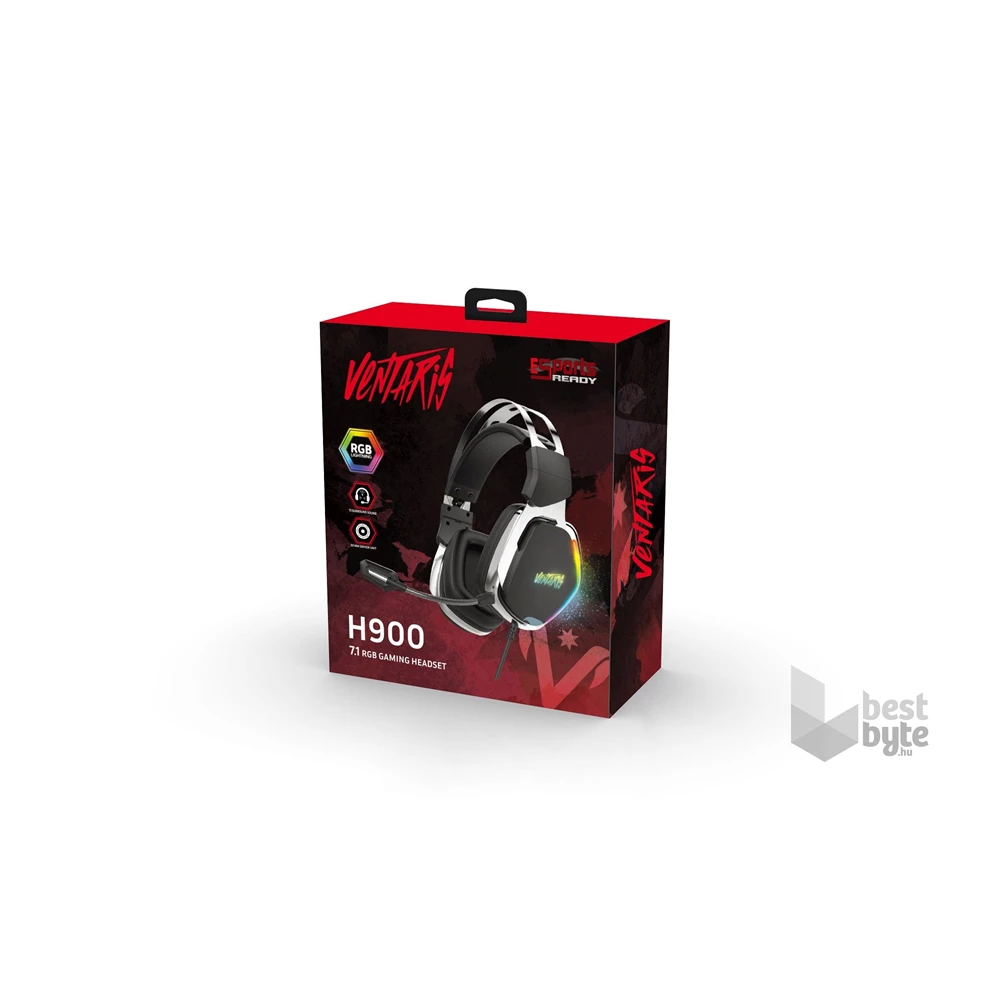 Ventaris H900 RGB 7.1 fekete-ezüst gamer headset (Újracsomagolt)