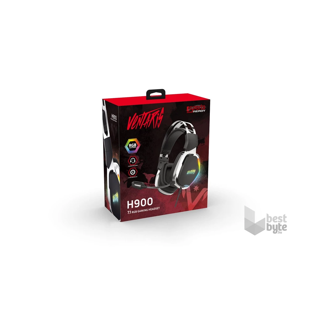 Ventaris H900 RGB 7.1 fekete-ezüst gamer headset (Újracsomagolt)