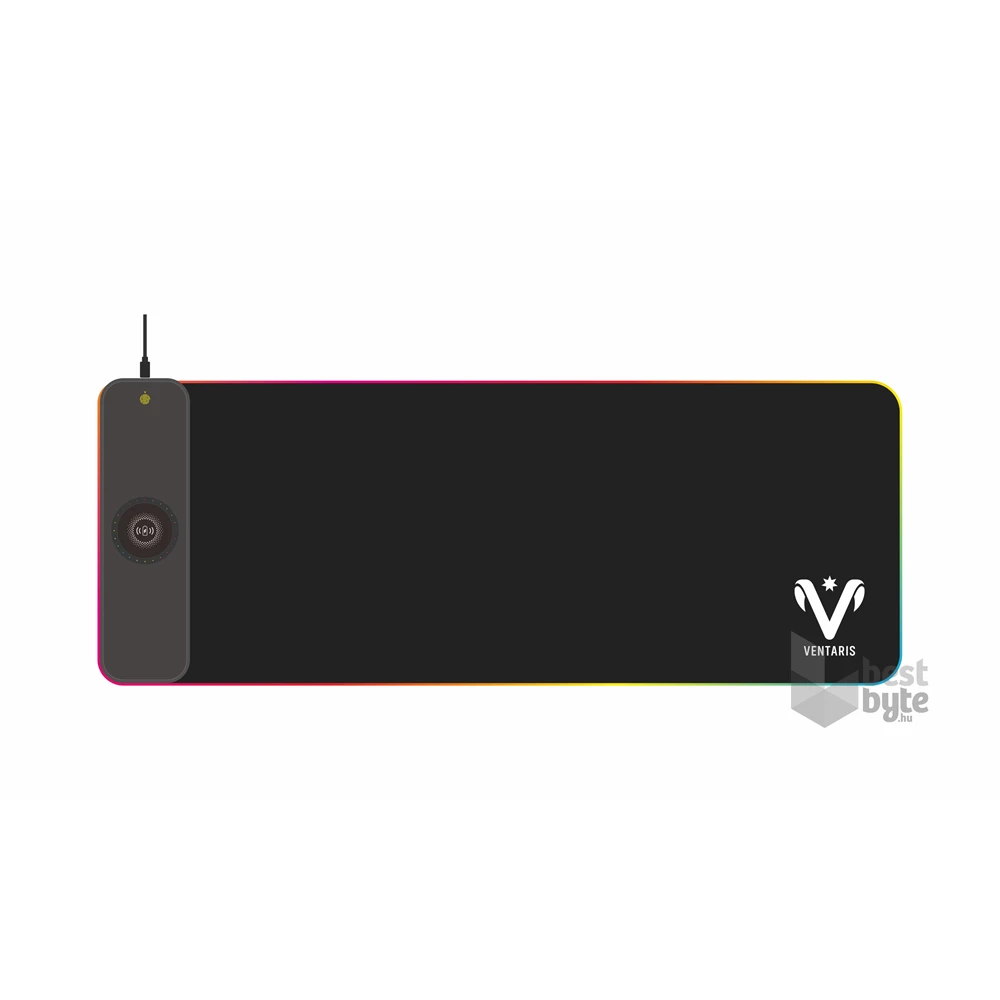 Ventaris VMP911-SXXL Quasar Fibra RGB világítású egérpad vezeték nélküli töltővel textil-gumi 800 x 300 x 4mm