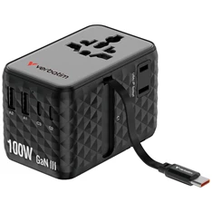 Verbatim 30191 Charge n Travel 100W fekete univerzális utazó adapter USB-C kábellel Verbatim 30191 Charge n Travel 100W fekete univerzális utazó adapter USB-C kábellel