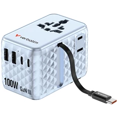 Verbatim 30192 Charge n Travel 100W kék univerzális utazó adapter USB-C kábellel