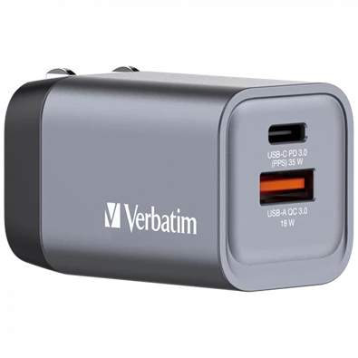 Verbatim 32200 GNC-35 GaN Charger 35W USB Type-A + Type-C hálózati töltő adapter