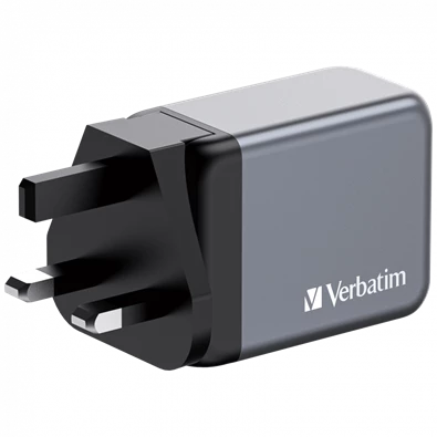 Verbatim 32201 GNC-65 GaN Charger 65W USB Type-A + 2xType-C hálózati töltő adapter
