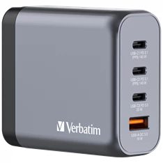 Verbatim 32203 GNC-140 GaN Charger 140W USB Type-A + 3xType-C hálózati töltő adapter