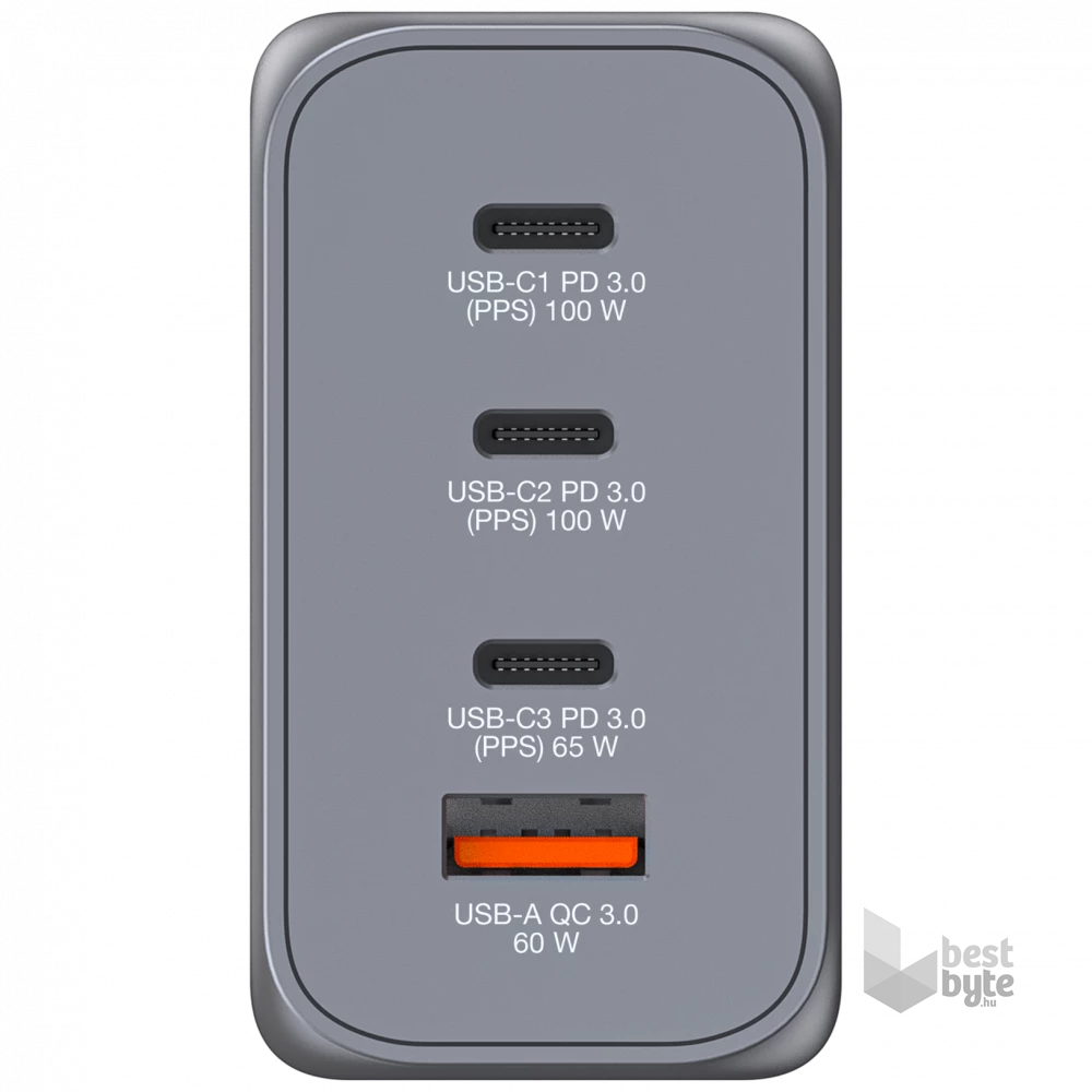 Verbatim 32204 GNC-200 GaN Charger 200W USB Type-A + 3xType-C hálózati töltő adapter