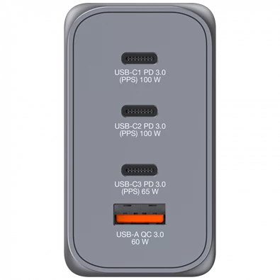 Verbatim 32204 GNC-200 GaN Charger 200W USB Type-A + 3xType-C hálózati töltő adapter