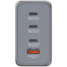 Verbatim 32205 GNC-240 GaN Charger 240W USB Type-A + 3xType-C hálózati töltő adapter