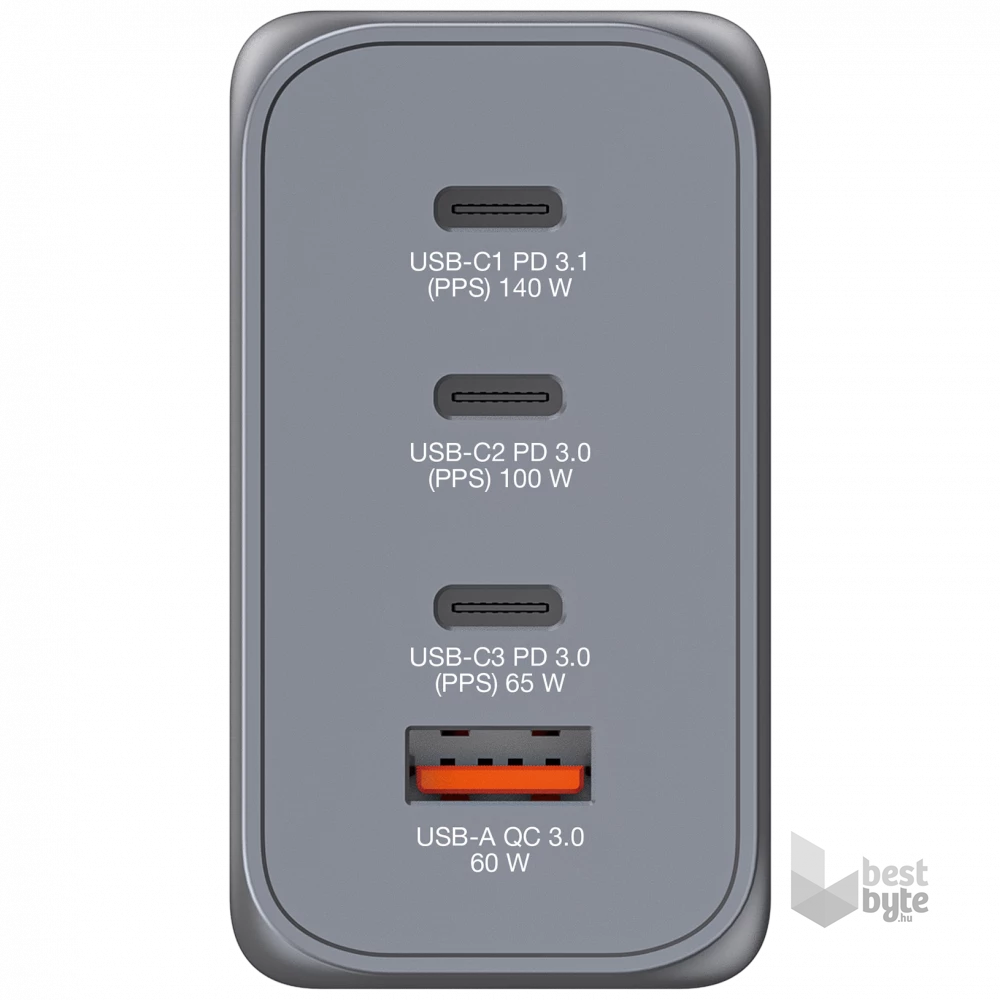 Verbatim 32205 GNC-240 GaN Charger 240W USB Type-A + 3xType-C hálózati töltő adapter