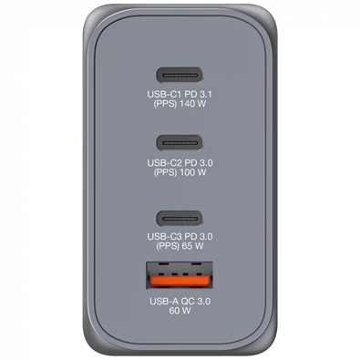 Verbatim 32205 GNC-240 GaN Charger 240W USB Type-A + 3xType-C hálózati töltő adapter