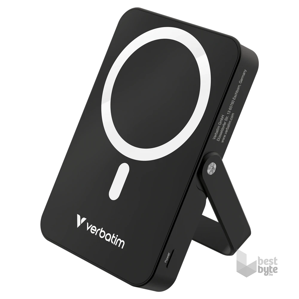 Verbatim 32264 Charge n Go 10000mAh fekete vezeték nélküli kitámasztható mágneses powerbank