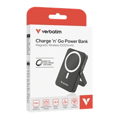 Verbatim 32264 Charge n Go 10000mAh fekete vezeték nélküli kitámasztható mágneses powerbank