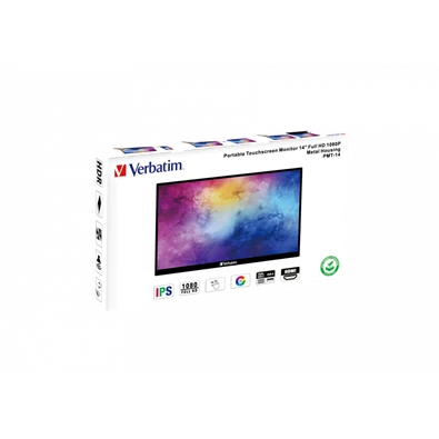 Verbatim 49591 14" PMT-14 FHD IPS HDMI/USB-C fekete fém borítású érintőképernyős monitor