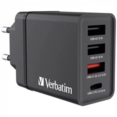 Verbatim 49700 CHR-30EU1 USB 30W 1xUSB-C PD 20W/1xUSB-A QC 3.0/2xUSB-A 10W fekete hálózati töltő