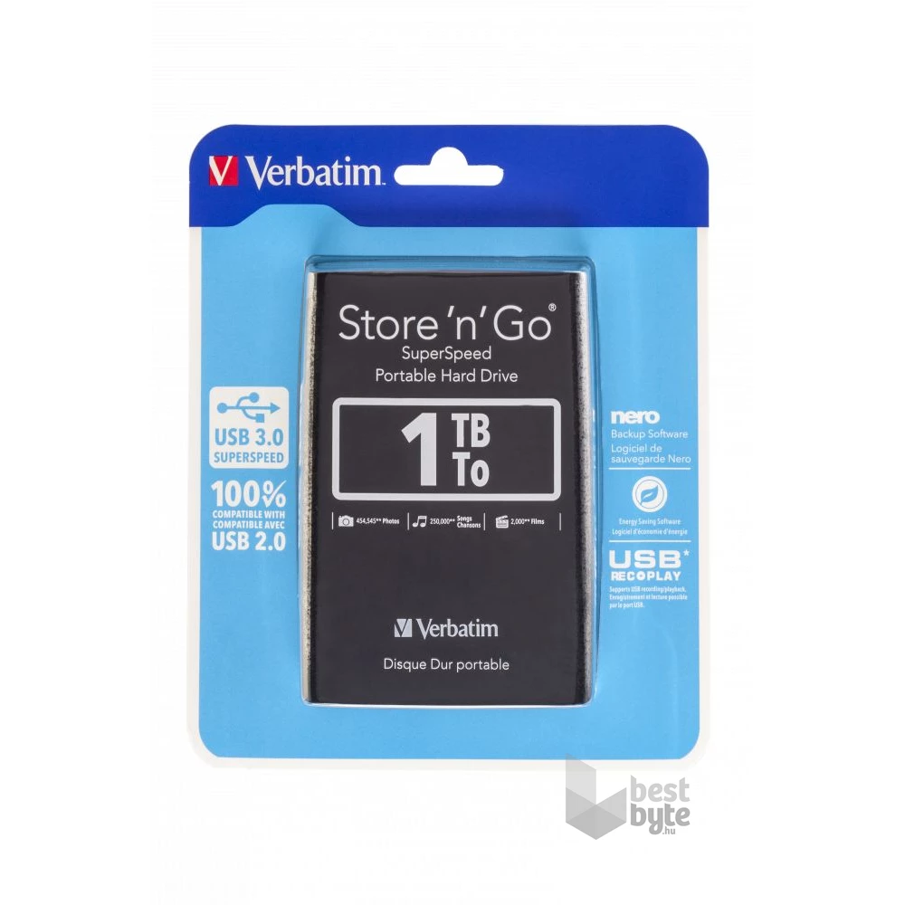 Verbatim 53023 Store `n` Go 1TB USB 3.0 fekete külső winchester