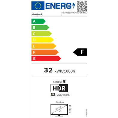 ViewSonic 34" VX3480-2K-PRO UWQHD VA 165Hz DP/HDMI/USB gamer monitor