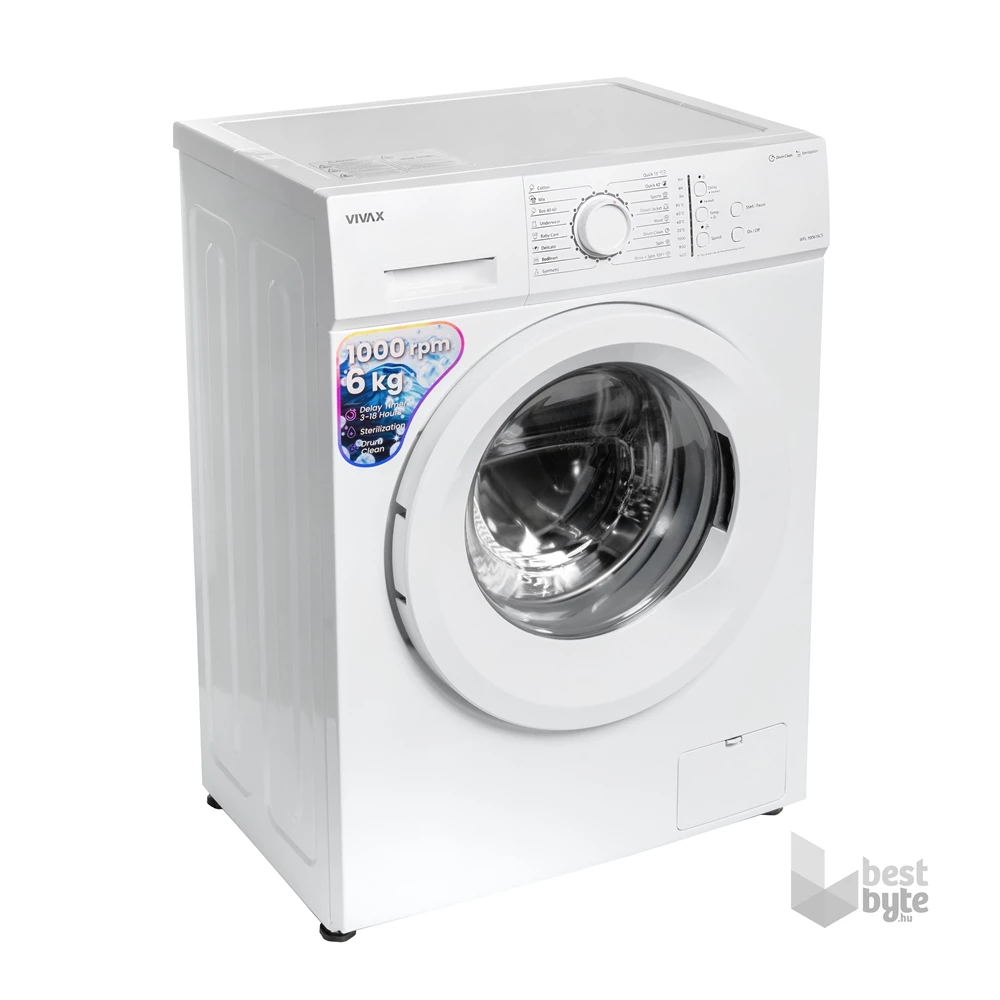 Vivax WFL-100616CS fehér, elöltöltős, max.1000ford., 6 kg, mosógép